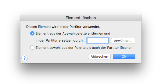Dialogbox Element entfernen
